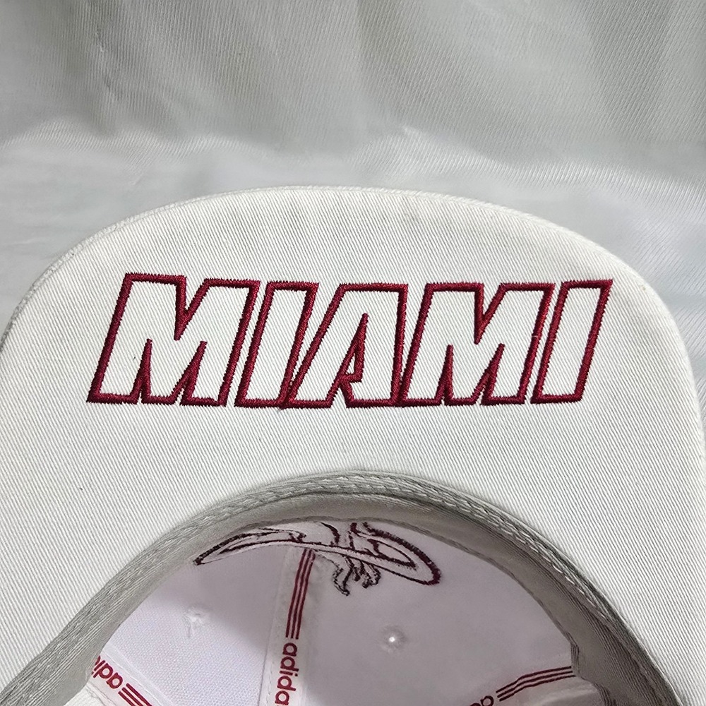Adidas Miami Heat Snapback Hat White Red NBA Mesh Adjustable Baseball Cap Adult - Picture 8 of 8